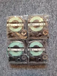 TEPRA 9mm ホワイト・ブラックラベルテープ4ヶ