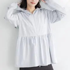coca uvカットティアードパーカーペプラム フーデッド　ライトブルーのサムネイル