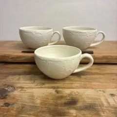 新品　陶器　陶芸作家　スープカップ3個　369