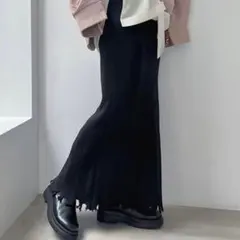 PAGEBOY ページボーイ　ダメージヘムニットスカート　タイトスカート　黒