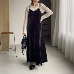 ブラック ベルベット キャミワンピース　CAPRICIEUX LEMAGE