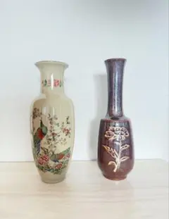 九谷焼 壺 花瓶 孔雀文 色絵 金彩 和柄 飾り壺 伝統工芸　骨董品　一輪挿しのサムネイル