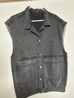 グレー デニム ノースリーブジャケット