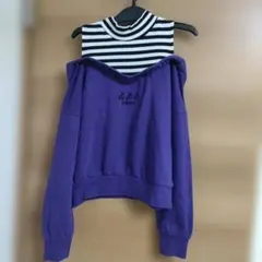 ストライプタートルネック トレーナー