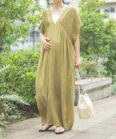 【産前・産後対応】マタニティ／シャーリングVワンピース　レプシィムのサムネイル