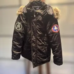 キッズファー付きフード 黒 ダウンコート140