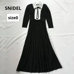 スナイデル　ブラウスカラー ドッキングニットワンピース プリーツ　黒