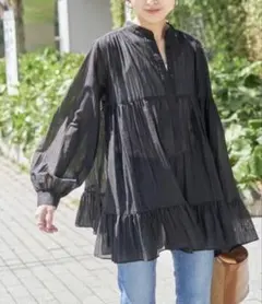 美品◯ Spick&Span 24ss ワッシャーティアード ブラウス ブラック