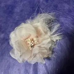 ヘアアクセサリー 花 薄ピンク ふわふわ 羽 卒業式 成人式 髪飾り 洋風