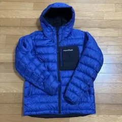 mont-bell フード付きダウンジャケット S 黒/青