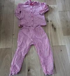 長袖赤と白チェックパジャマ 110cm