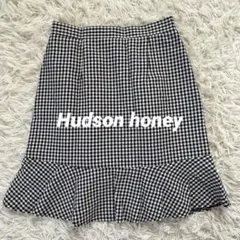 Hudson honey チェックフリルタイトスカート　M 膝上丈