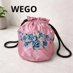 WEGO フラワー刺繍サテン巾着バッグのサムネイル