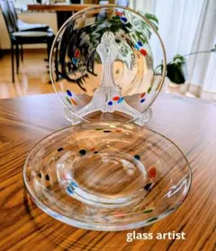 黒川登紀子ガラス皿と鉢4点セット 黒川登紀子ガラス皿と鉢4点セット 黒川登紀子ガラス皿と鉢4