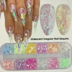 虹色クリア ラメ12色 ジェルネイル　ネイルアート