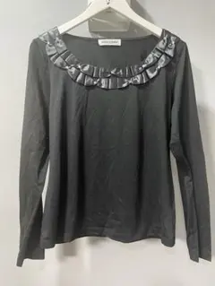 美品mila schonミラショーン長袖カットソートップス黒リボンレディースのサムネイル