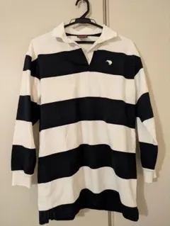 canterbury ラガーシャツ M 白とネイビーのストライプ　レディース