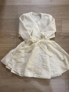 フォーマル　100 アイボリー カーディガン付きドレス