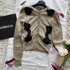 【美品】DOLCE&GABBANA レースカーディガン ベージュ 36 長袖のサムネイル
