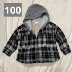 ブランシェス　パーカー　裏ボア　黒チェック　100 キッズ