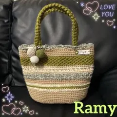 ✤ハンドメイド✤麻紐バッグ♥トートバッグ♥かぎ針編みバッグ♥グリーン系