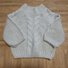petit main オフホワイト ケーブル編み ニットセーター Sサイズ