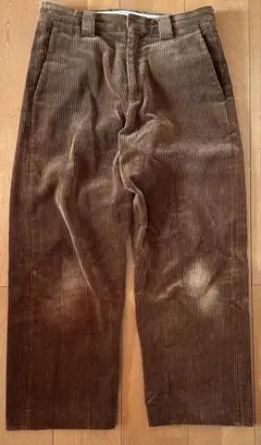 太畝コーデュロイ ワイドストレートパンツ　ブラウン