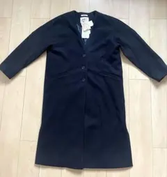 【新品未使用】ニコアンド　コート　ウーリーマキシノーカラー　ネイビー Mサイズ