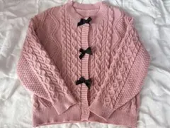 ピンク ケーブルニット カーディガン バレンタイン