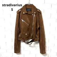 stradivarius 長袖　ライダース　ダブル　ブラウン　スエード生地　S