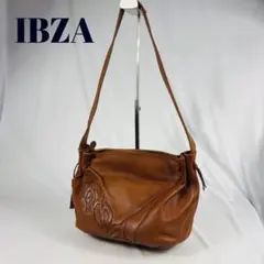 IBIZA　ワンハンドショルダーバッグ　肩掛け　フリンジ　シボ革　キャメル