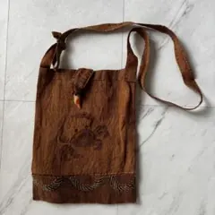 一点物 ハンドメイド ショルダーバッグ 草木染め風 和テイスト 手作り 作家作品