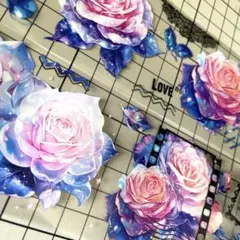 海外マスキングテープ　切り売り　PET コラージュ　花　薔薇