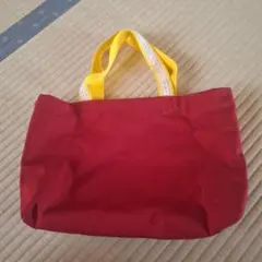 ハンドメイド 内ポケット付き赤トートバッグ