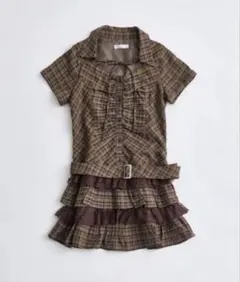 OLIVE des OLIVE ティアードシャツワンピ ブラウン