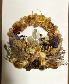 最終値下げ新品 ドライフラワークリスマスリース 約22cm