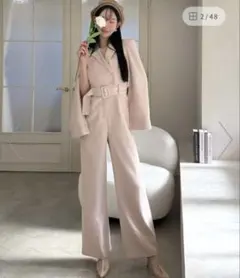 ROYAL PARTY 【丈が選べる】ベルト付ケープ風オールインワン