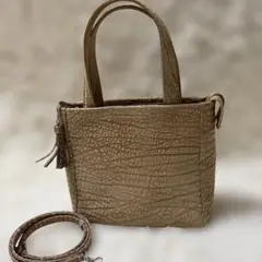 タグ付未使用】ランゼッティ 4WAY クロコ型押し 本革バッグ ベージュ 