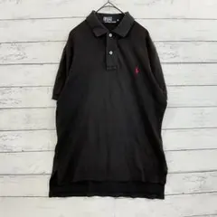 ポロラルフローレン ポロシャツ M ブラック ロゴ刺繍 メンズ 半袖