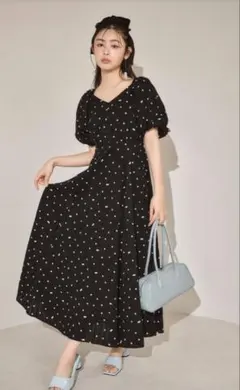 LILY BROWN バックリボンボリュームスリーブワンピース