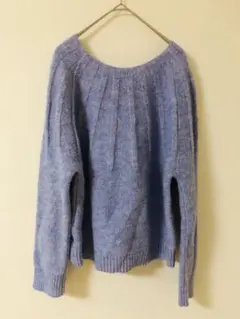 薄紫色ラウンドネックニットセーター 【M】 ニット