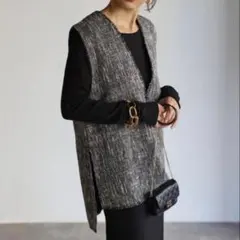Bonjour Sagan Vネックツイードベスト グレー