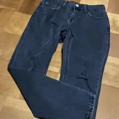 GAP ダメージ ブラック デニム ジーンズ テーパード KIDS 150cm