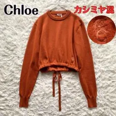 極美品【クロエ】19AW カシミヤ　ショートニット　ロゴ刺繍　Sのサムネイル