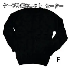 新品 ケーブル編み ブラック ニット セーター ユニセックス XL