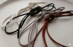 新品　3本セット 革紐 スェード調 ハンドメイド アクセ フェザー 紐ネックレス