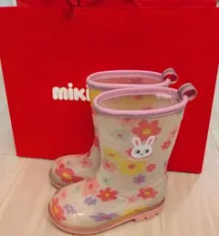 Miki House キッズ レインブーツ 花柄 うさぎのサムネイル