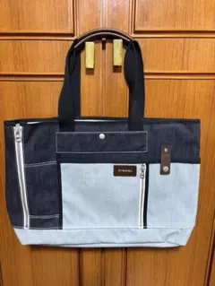 ディーゼル　【非売品】キャンバストートバッグ　ダークネイビー/ライトブルー