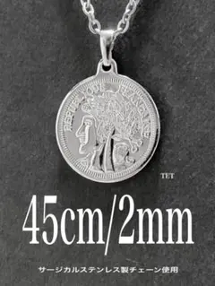 【ビッグ コインネックレス 2mm 45cm】ステンレス a41