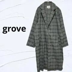 grove グローブ チェック柄 テーラードスプリングコート M 春夏